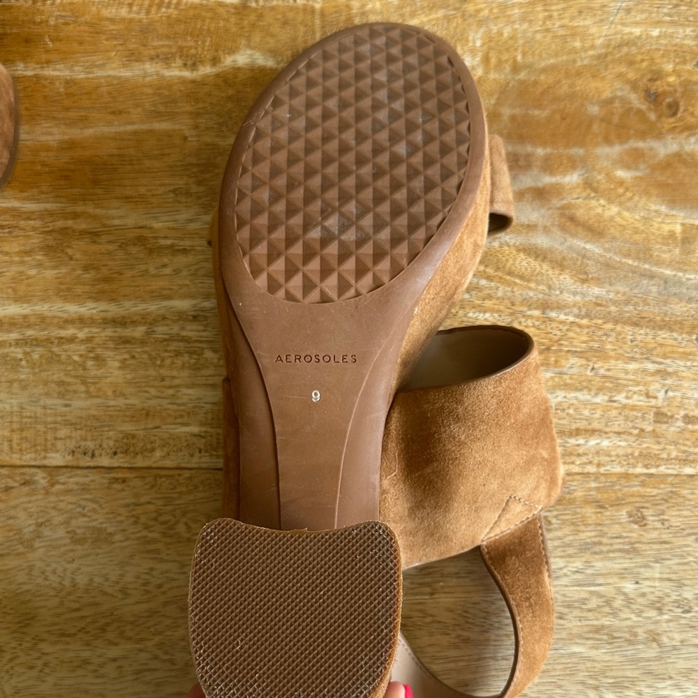 AEROSOLES Brown Suede Women's Sandals - Picture 4 of 5